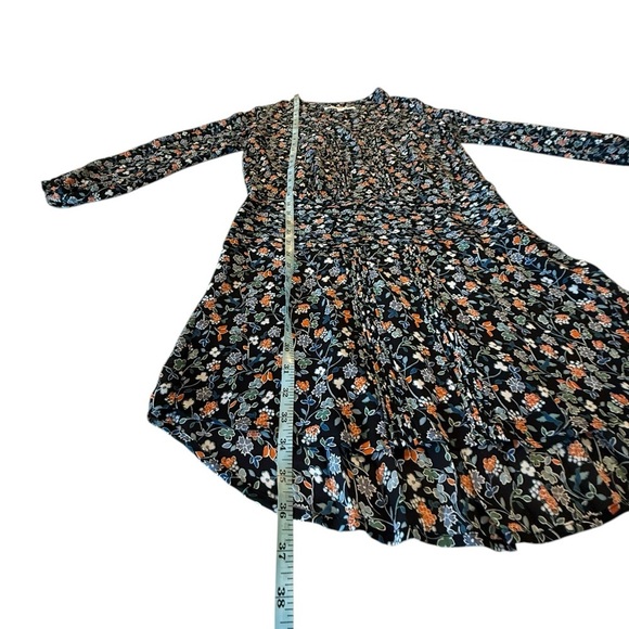 Veronica Beard Silk Floral Ruched Mini Dress Orange Blue 100% Silk S172-WFP2335 - Picture 4 of 16